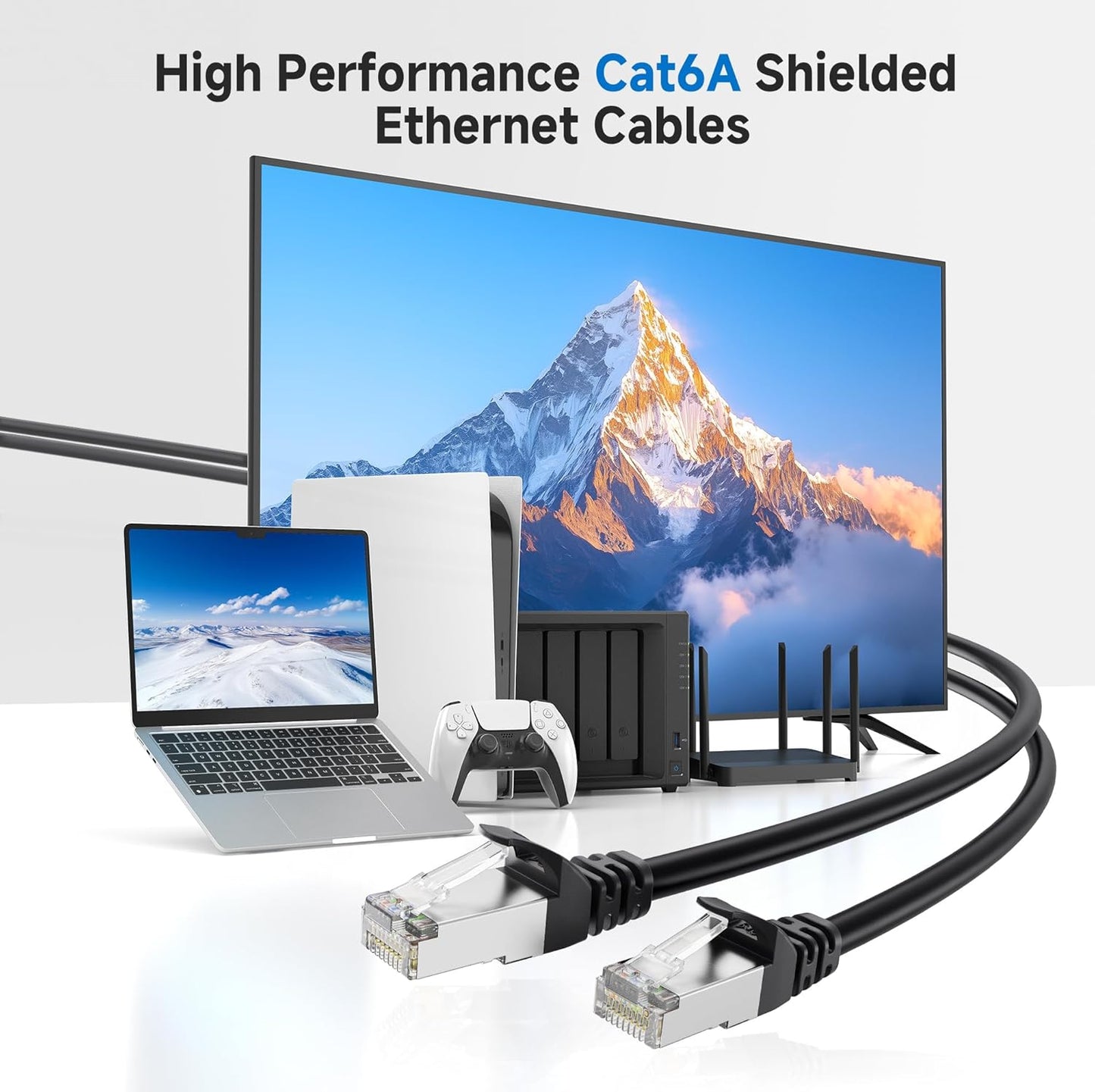 10Gbps 5-Pack 6A 10ft, 6A Cat6A Cable Matters Snagless Shielded Cat Ethernet Cable - Cat Cable, Cord, Ethernet Cord