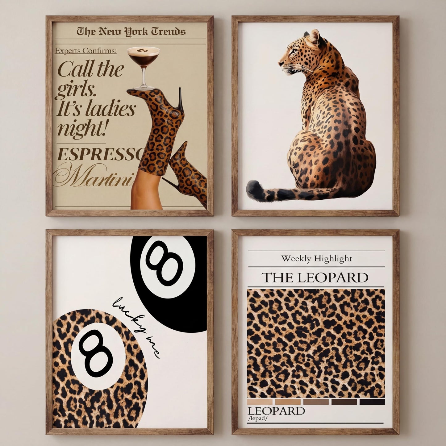 Yeaqee 4 Pcs Diamond Art Kits DIY Painting for Adult Aesthetic Wall Diamond Crafts Aesthetic Room Decor Cute Painting Pictures 5d Craft Wall Decor for Home 10 x 11.8'' (Leopard Print)