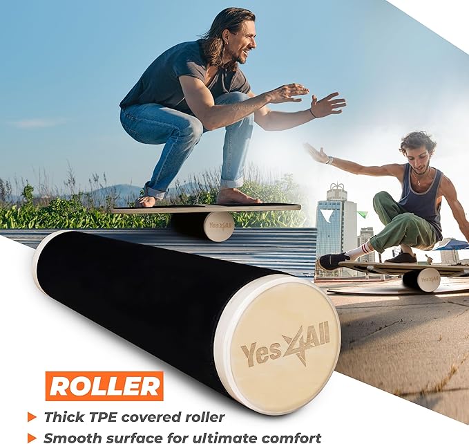 Yes4All Balance Board Sports Trainer, Surf Trainer Board With Adjustable Stoppers, Improve Core Strength and Balance Control