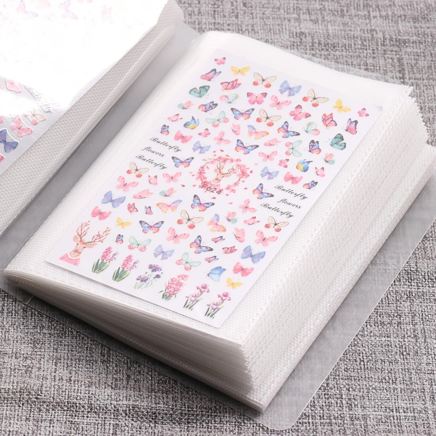 Nail Art Stickers Organizers Storage 100 Slots Empty Nail Decals Book Binder for Nail Art Supplies DIY Stickers Display Holder Collecting Album Nail Organizers Tools