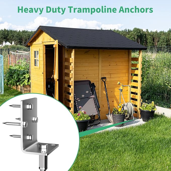 Phopich Multi-Purpose Ground Anchors Screw in, 28in Fully Welded Heavy Duty Trampoline Stakes with Brackets, T-Wrench and Adapter for Drill, Earth Anchor kit for Mobile Home, Trampoline, Shed 2Pack