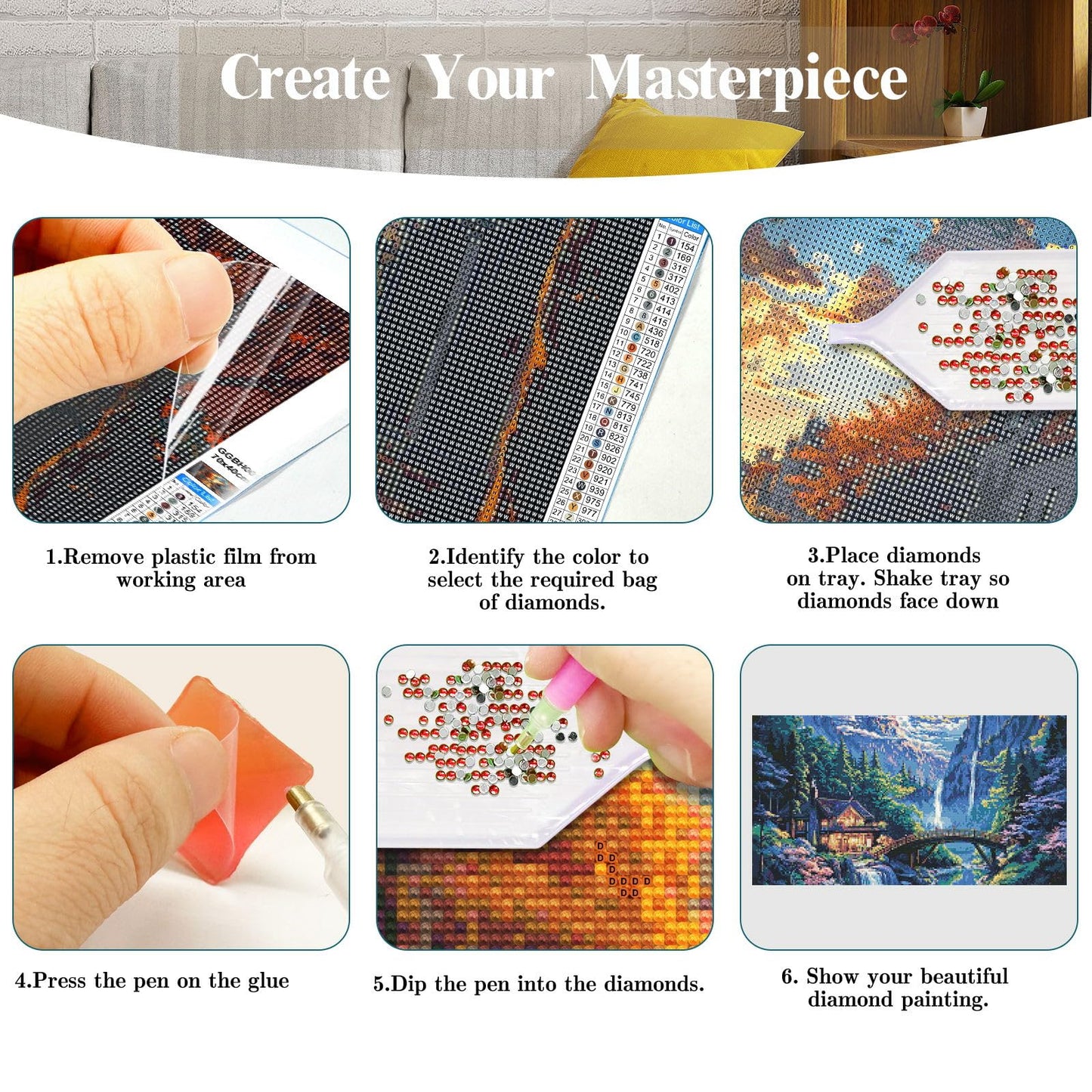 JOOZ Mountain Diamond Painting Kit for Adults 5D Large Landscape Diamond Art Kits for Adults House Diamond Art Painting Kits Gem Art Kits for Home Wall Decor 27.5x15.7Inch