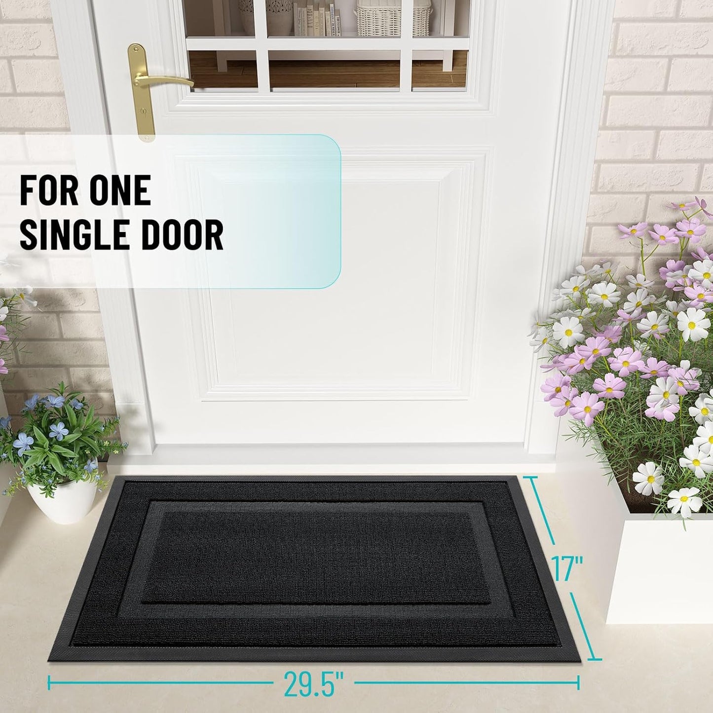 OLANLY Waterproof Front Door Mat - All-Season Indoor/Outdoor Doormat, Easy Clean, 35x23, Jet Black