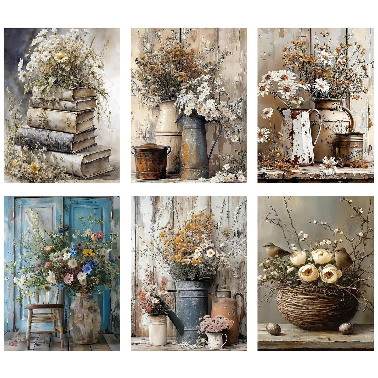 6 Pack Framhouse Diamond Painting Kits for Adults, Diamond Art Kits for Adults, DIY 5D Diamond Painting Kits for Beginners Home Wall Decor 12x16 inch