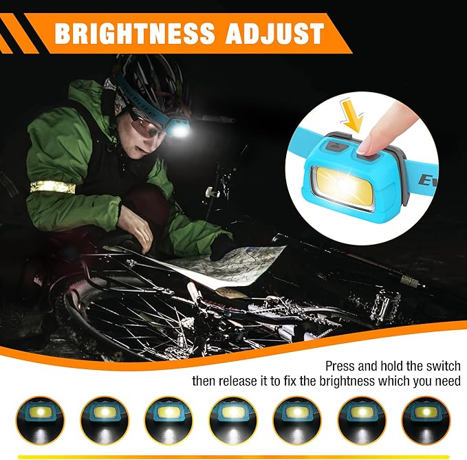 EverBrite Rechargeable Headlamp, 350 Lumens Headlamp with Red Light and Memory Function, 7 Modes Running Headlamp, Bright Headlamps for Camping, Fishing, Hunting, Night Vision