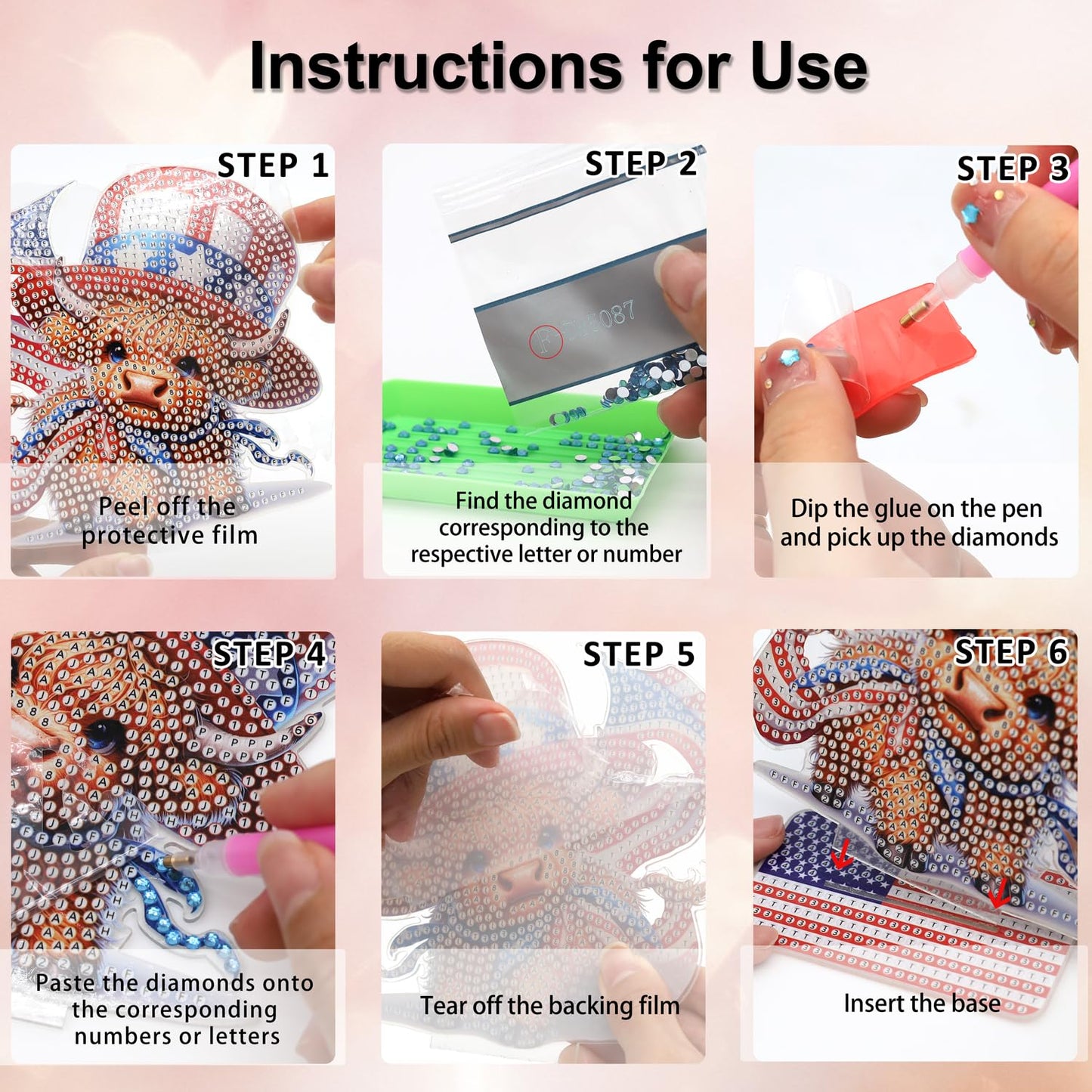 Crystallyn Highland Cow Diamond Art Kits for Adults, Stand Up Cow Diamond Painting Kits for Adults Beginners, 5D DIY Diamond Art Full Drill Gem Art Tabletop Decor