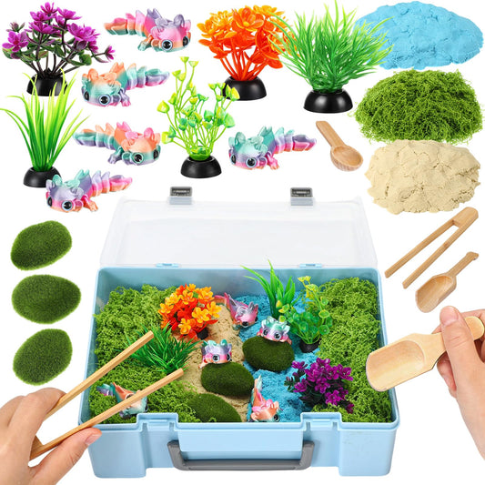 Jenaai Axolotl Sensory Bin Axolotl Sandbox Sand Kit Sensory Bin Filler Education Activities DIY Making Kit for Pretend Learning Game Play Ideal Decorations Gift Spring Sorting Counting Training