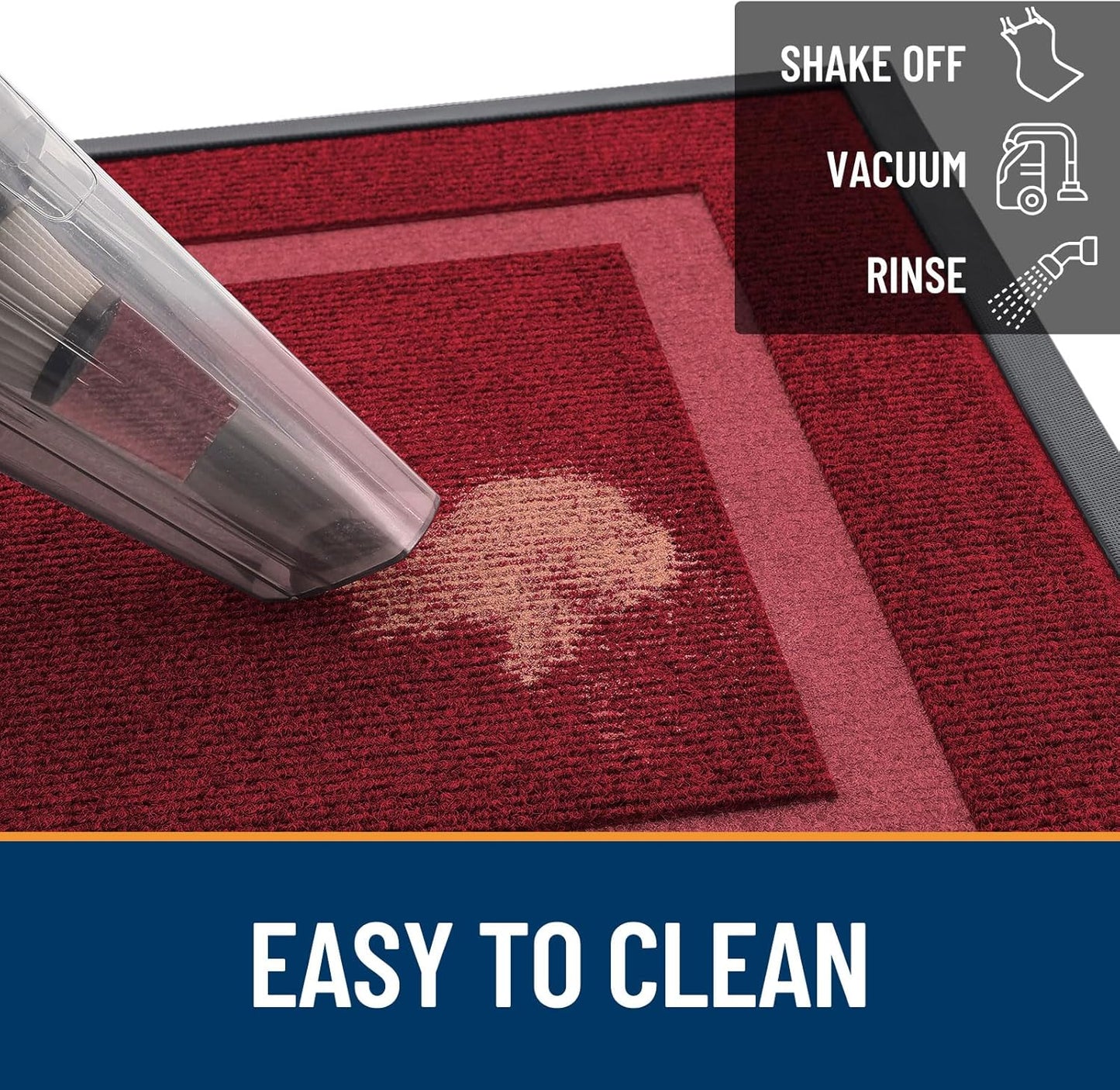 OLANLY Waterproof Front Door Mat - All-Season Indoor/Outdoor Doormat, Easy Clean, 36x24, Wine Red