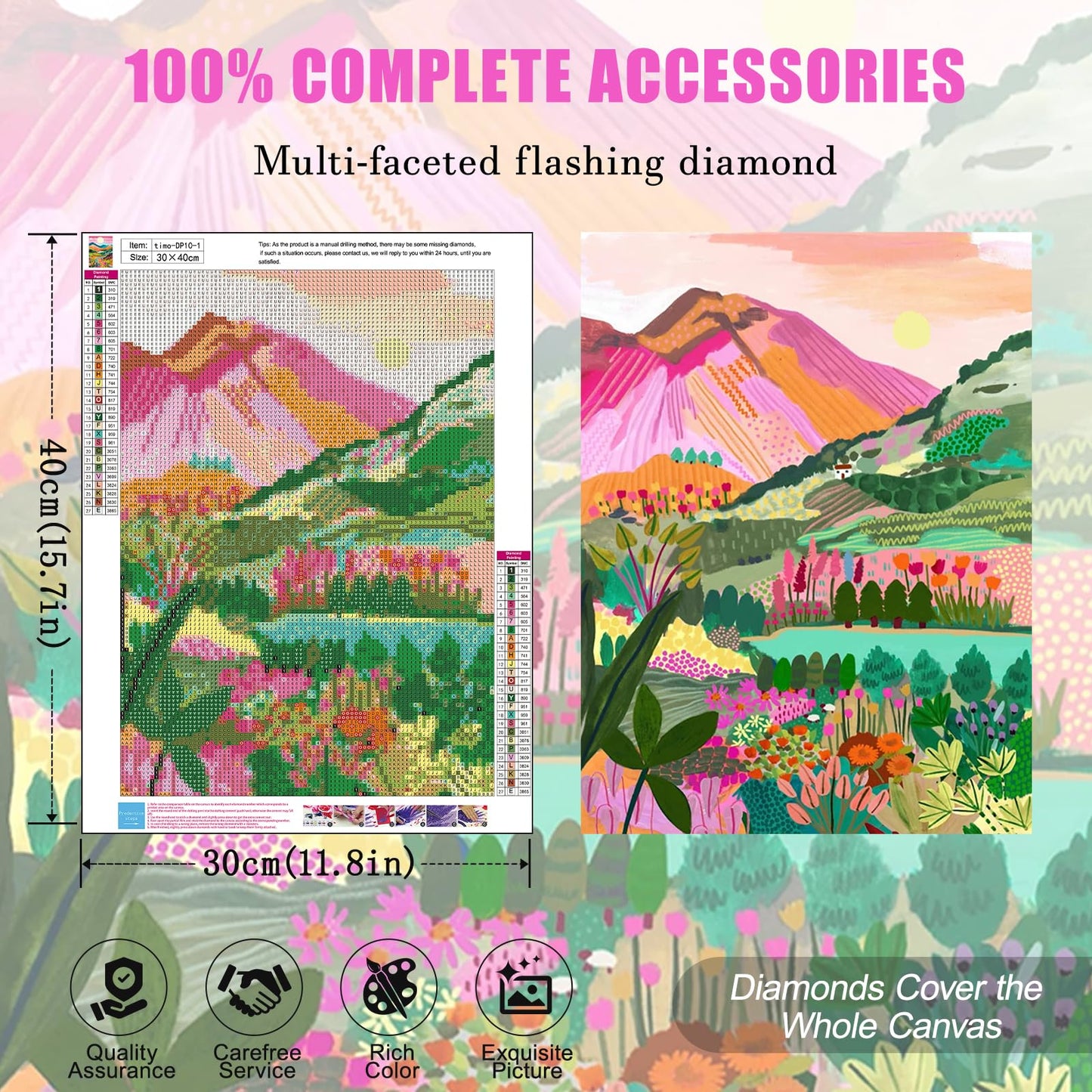 4 Pack Flowers Diamond Art Kits for Adults, 5D DIY Diamond Painting Kits for Beginner, Diamond Dots Full Drill Crafts for Gem Art Dot Art for Adults Home Wall Decor for Teens Boys Girls 12x16 inch