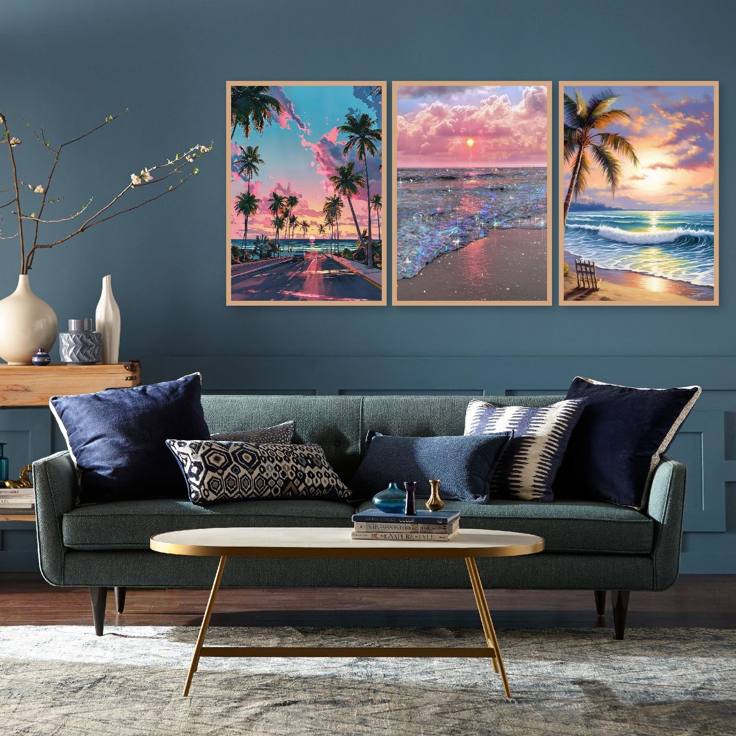 6 Pack Diamond Art Kits for Adults,Beach Diamond Painting Kits for Adults Beginner,Seascape 5D DIY Round Full Drill Gem Crystal Art,Adults Paint by Diamonds Dots for Home Wall Decor 12x16 inch