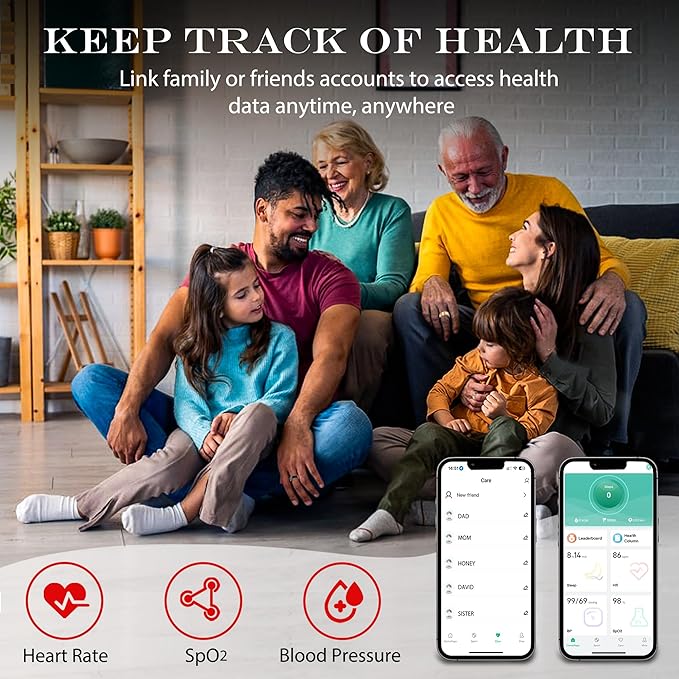 Smart Health Ring for Women Men Fitness Tracker with Heart Rate, Blood Oxygen, Blood Pressure, Sleep Monitoring, Step Counting, IP68 Waterproof for iPhone and Android, No Subscription Fee, Silver 12