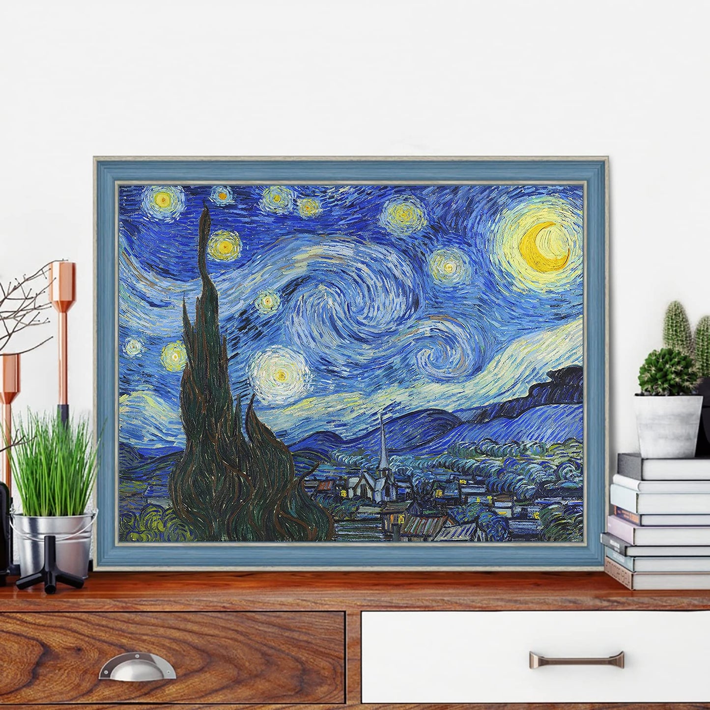 VeGuude Diamond Painting Kits for Adults, 4 Pack Van Gogh Starry Night Diamond Art Kits, 5D Full Drill DIY Crafts for Adults Home Wall Decor Sunflower Irises Café Terrace at Night [12x16in]