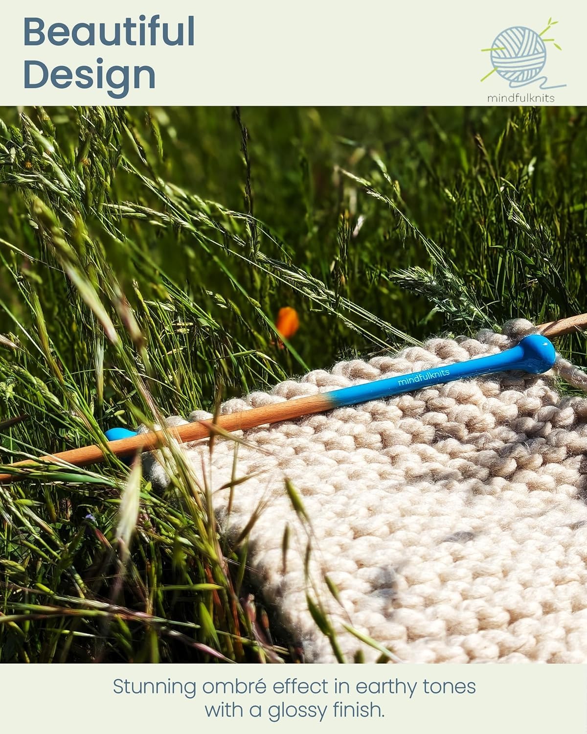 mindfulknits Zen Circular Knitting Needles - US 8, 5mm -16 Inch Length - Premium Beech Wood with Ombre Glossy Finish - Smooth Glide for All Projects - Gold