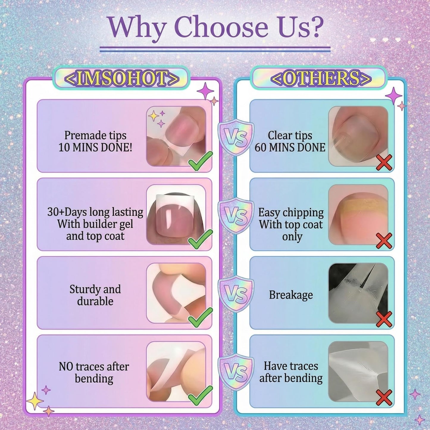 IMSOHOT Oval Press on Nails, Short Fake Nails, White Hand Painted Flower Frame Design, 24 Pcs Reusable Glue on Nails for Women