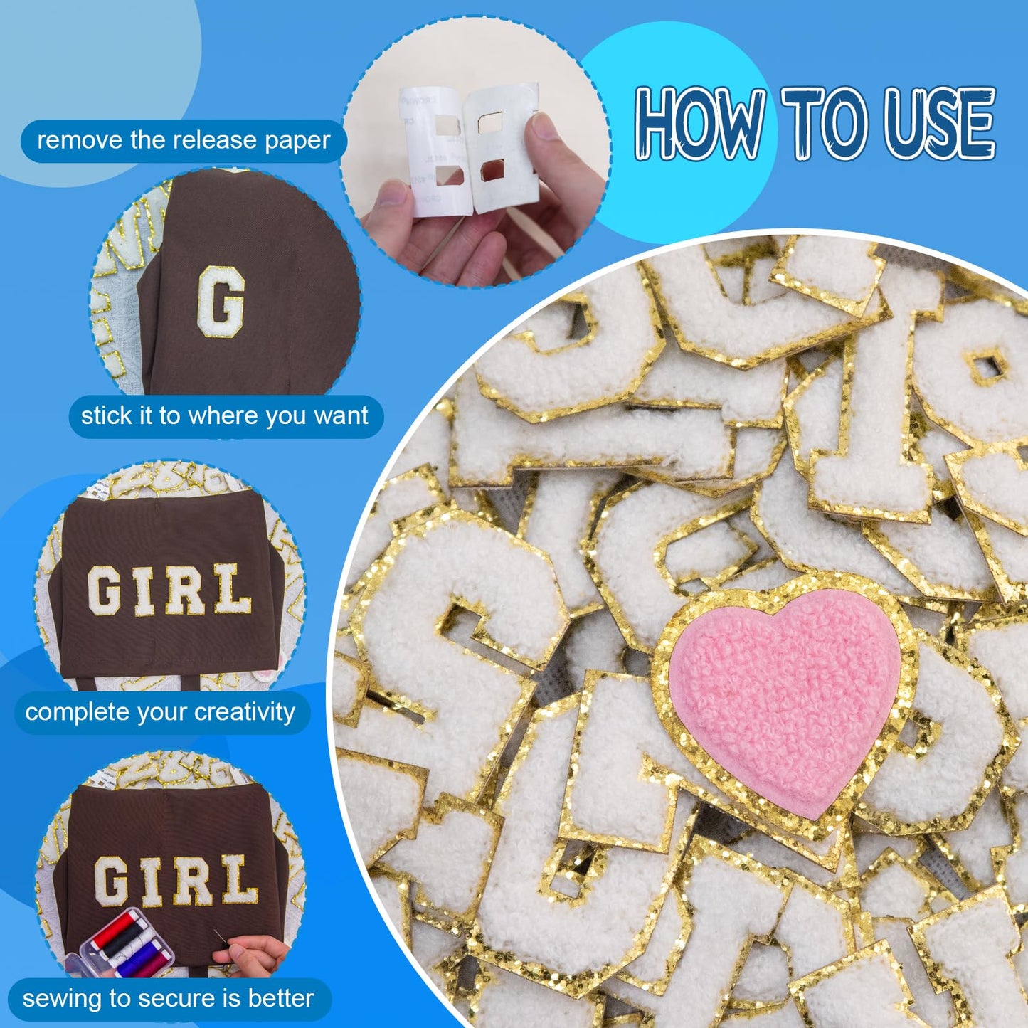 108 Pcs Letter Patches Iron on Letters,White Iron on Preppy Letter Patches Stickers for Clothing Backpacks Embroidered Applique Initial Patch