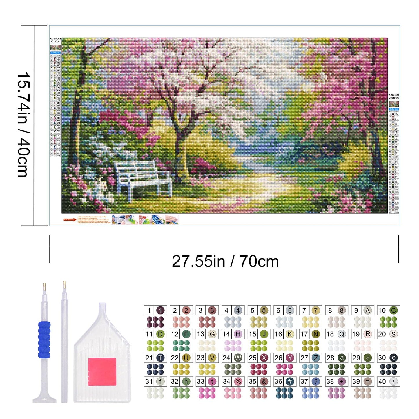 JOOZ Flowers Diamond Painting Kits for Adults 5D Large Landscape Diamond Painting Kit for Adults Full Drill Trees Diamond Painting Kits Gem Art Kits for Home Wall Decor 27.5x15.7Inch