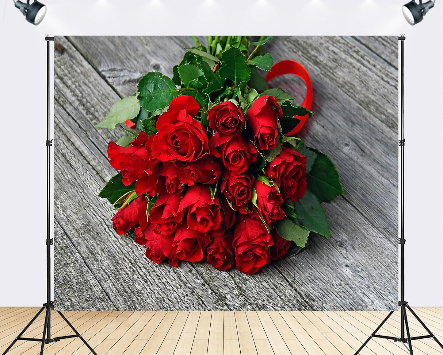 TryKid 10x8ft Romantic Red Rose Bouquet Backdrop Fresh Flower Gift Photography Background Valentine Day Wedding Party