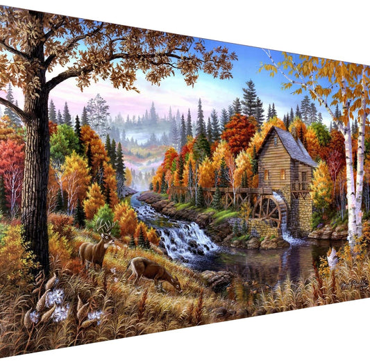 BOHADIY Diamond Painting Kits for Adults Rural Landscape Abstract 5D Diamond Art Kits for Adults, Large Size DIY Full Drill Paintings with Diamonds Gem Art Crafts for Home Wall Decor 16x27.5 Inch