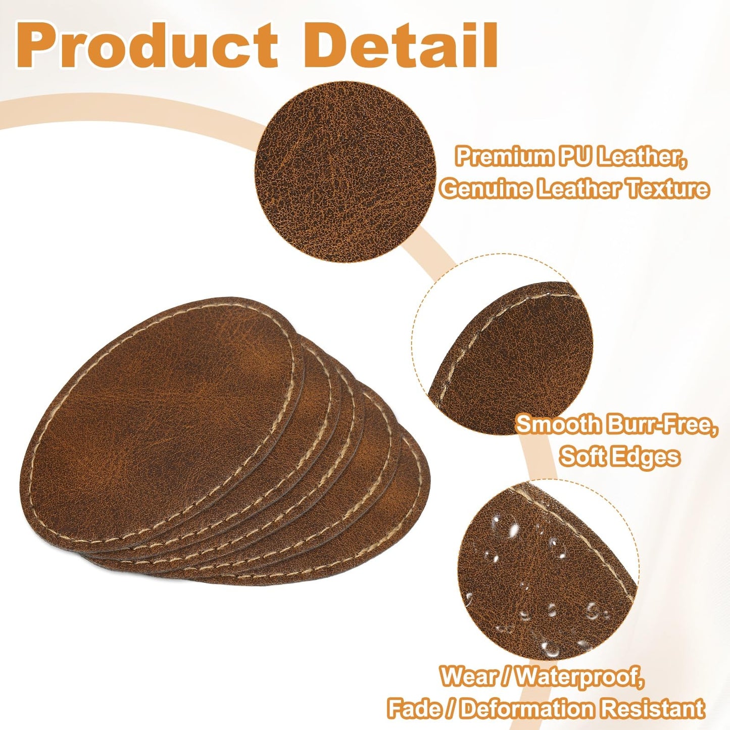 uxcell 20 Pcs Leather Patches for Hats, Oval Leather Hat Patches with Adhesive, Rustic Faux Iron on Blank Patch for Laser Engraving Fabric Repair Sew Crafts, Dark Brown
