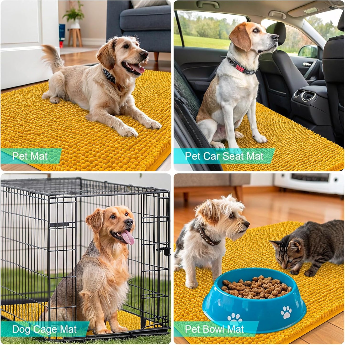 OLANLY Dog Door Mat - Absorbent Non-Slip Washable Doormat for Muddy Paws | 30x17 Golden Yellow