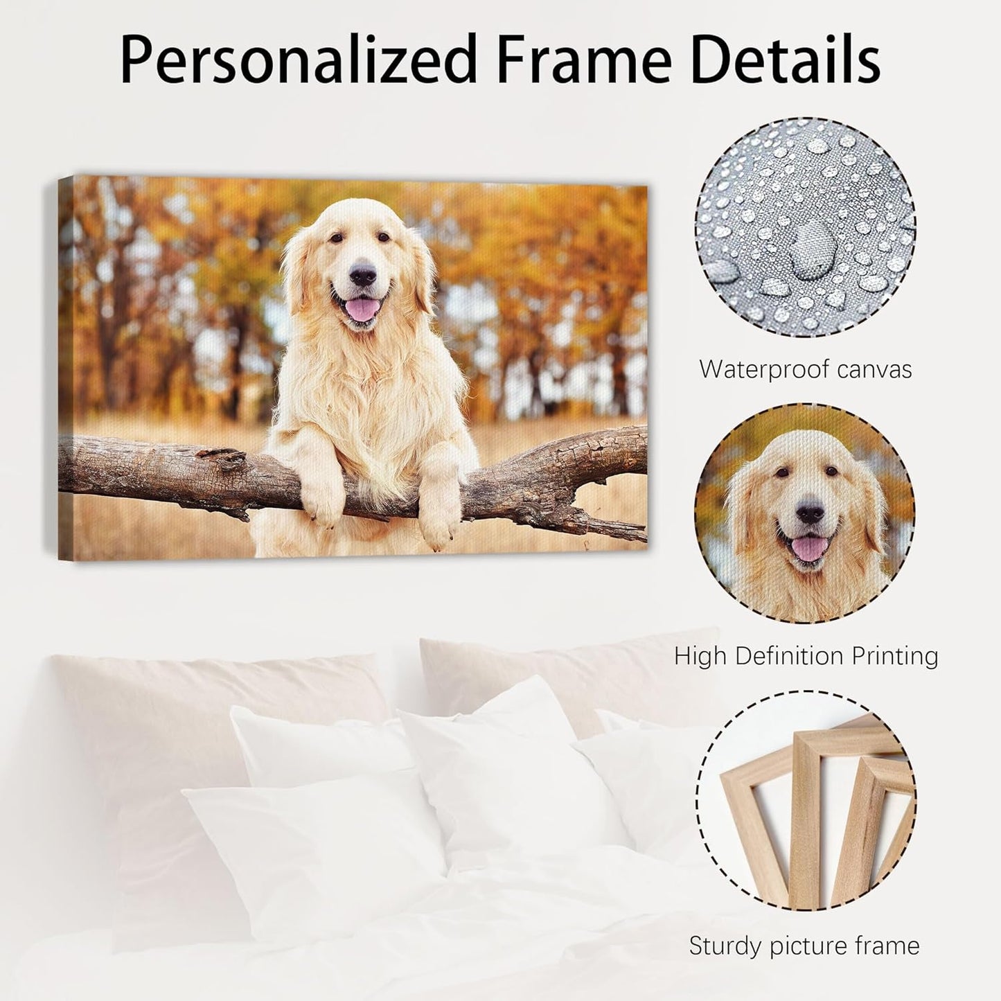 Skiennix Custom Canvas Prints - Personalized Photo Wall Art for Family & Pets | 12x8 Framed Gift