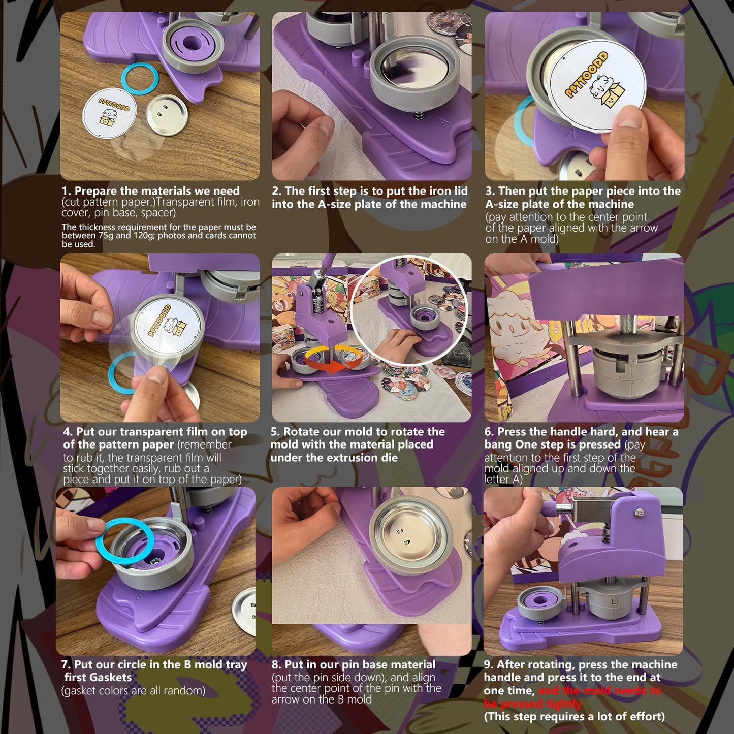 Blue Button Maker Machine 58mm (2.25 inch), DIY Button Pin Maker Machine Comes with Free Button Parts, Circle Cutter, Cutting Board, Pattern Paper, Holographic Bags, Colored Film, and Protective Case