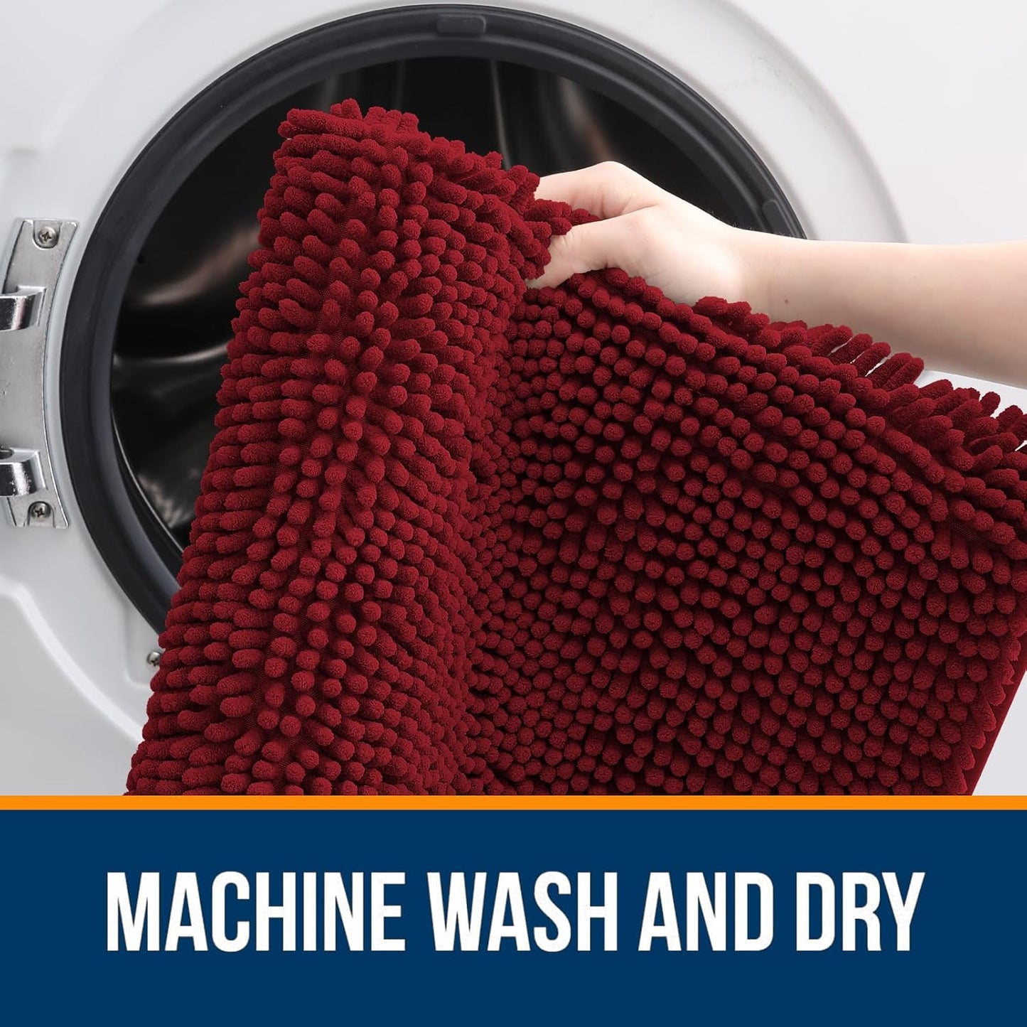 OLANLY Large Bathroom Rugs - Extra Soft Chenille Bath Mats | Quick-Dry, Machine Washable, 40x24, Red