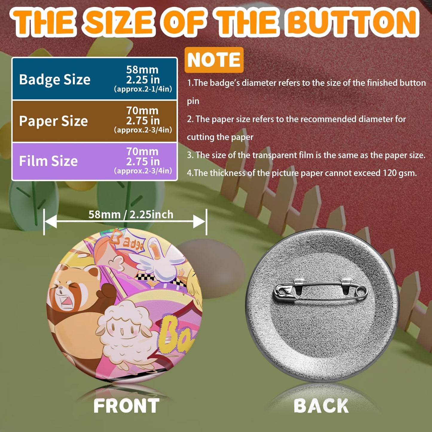 Blue Button Maker Machine 58mm (2.25 inch), DIY Button Pin Maker Machine Comes with Free Button Parts, Circle Cutter, Cutting Board, Pattern Paper, Holographic Bags, Colored Film, and Protective Case