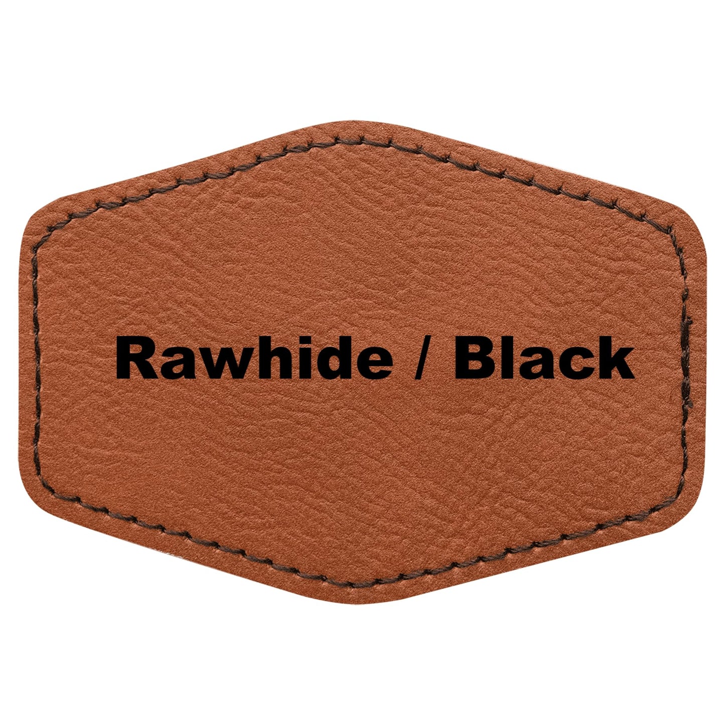 3"x2" Hexagon Blank Laserable Leatherette Hat Patches with Adhesive Faux Leather Patches for Hats Custom Fabric Repair Sew Laser Supplies (Rawhide/Black, 25)