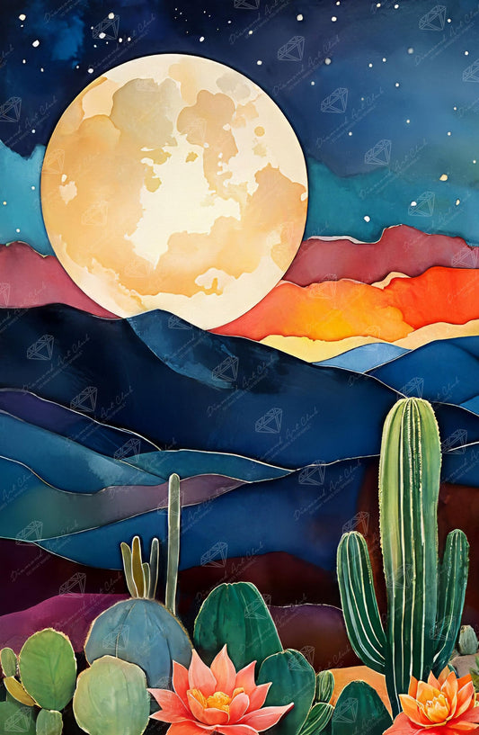 DIAMOND ART CLUB Night in New Mexico Diamond Painting Kit, Fun DIY Crafts for Adults, Round Diamond Art Canvas, 13" x 20" (33 cm x 50.6 cm)