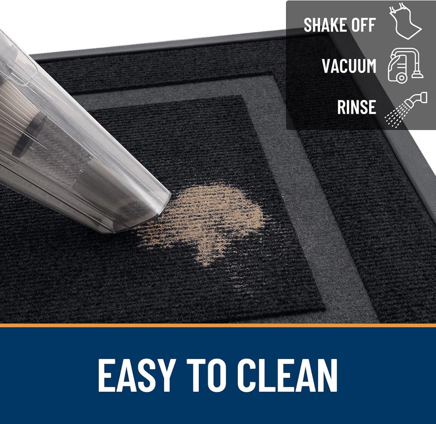 OLANLY Waterproof Front Door Mat - All-Season, Sturdy Natural Rubber, Easy Clean | 59x35, Black