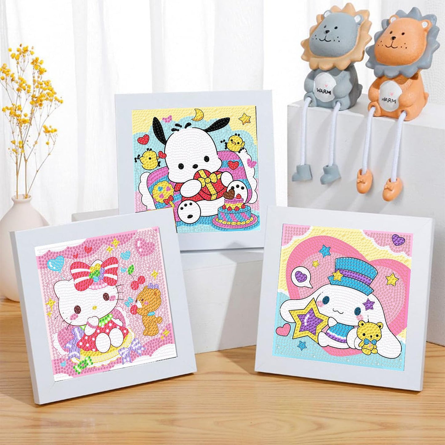 Sretoul 4 Pack Cartoon Diamond Art Kits for Kids - Kid Diamond Art Painting Kit Cartoon, Cute Gem Arts for Kids Ages 4 6 8 12, Easy DIY Crystal Gem Kits for Children Girls Boys Gifts (6x6 inch)