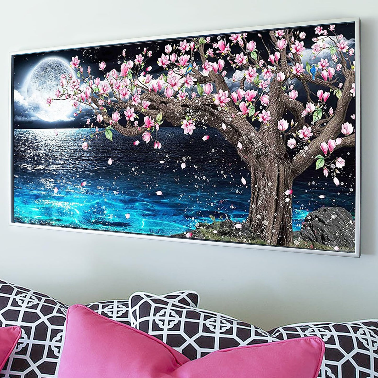 YALKIN Square 5D Diamond Painting Kits for Adults, Summer Night Large Diamond Art Kits Full Drill Diamond Painting Kit for Adult Beginners, DIY Picture Art for Home Wall Decor 40x70CM/15.8x27.6in