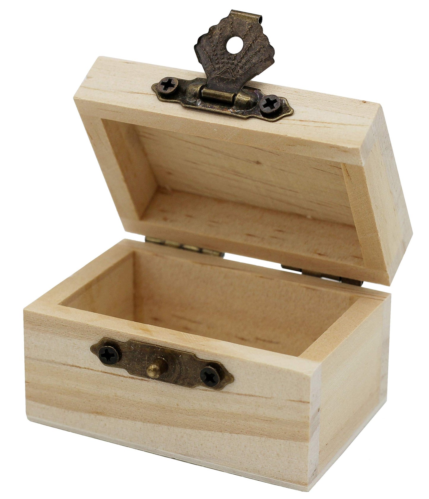 Creative Hobbies 12-Pack Mini Wooden Treasure Boxes with Locking Clasp - Unfinished Wood Treasure Chest for Party Favors, DIY Projects, Home Decor, Props, 2.3 x 1.5 x 1.5 Inches