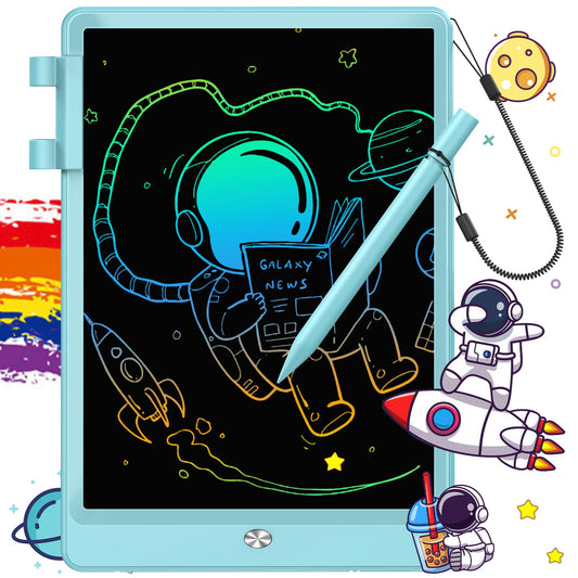 FLUESTON LCD Writing Tablet for Kids, 10 Inch Doodle Board, Colorful Drawing Pad for Toddler, Educational Travel Toy Gifts for 3-8 Year Old Girls Boys, Erase Lock Writing Board