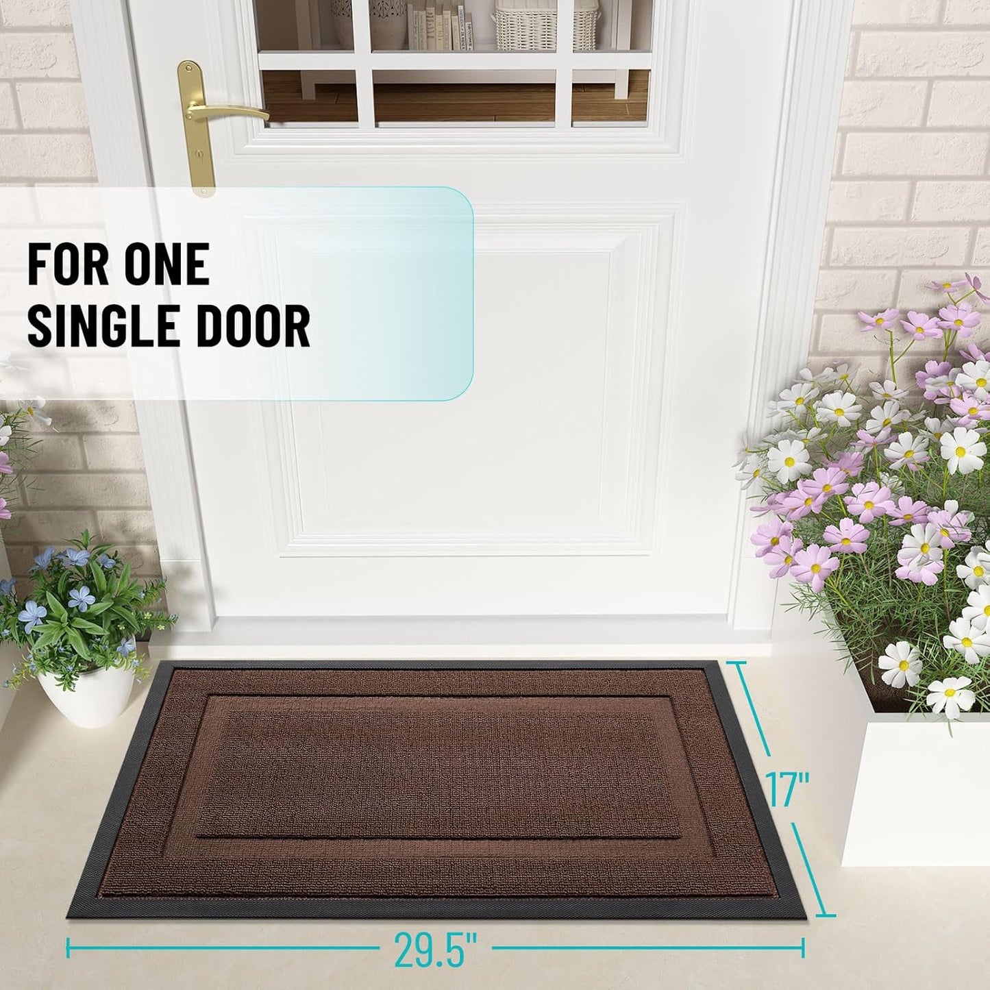 OLANLY Waterproof Front Door Mat - All-Season Indoor/Outdoor Doormat | Sturdy Natural Rubber, 33x21, Chocolate Brown