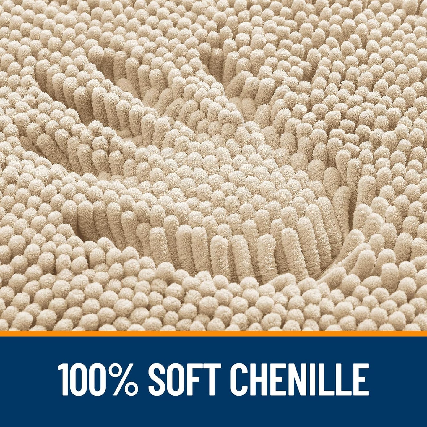 OLANLY Bathroom Rugs - Extra Soft Chenille Bath Mats with Rubber Backing | Quick Dry, 30x20, Beige