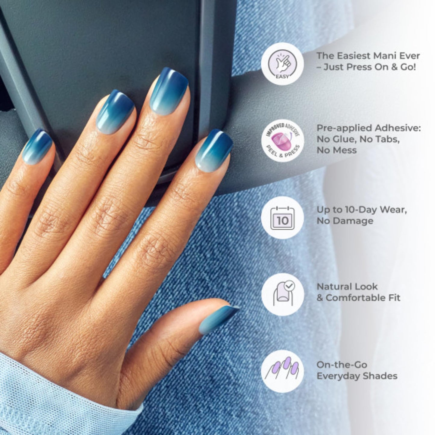 Kiss Impress Color Polish-Free Solid Color Press-On Nails, PureFit Technology, Short Length, 'Reddy or Not', Includes Prep Pad, Mini Nail File, Cuticle Stick and 30 Fake Nails