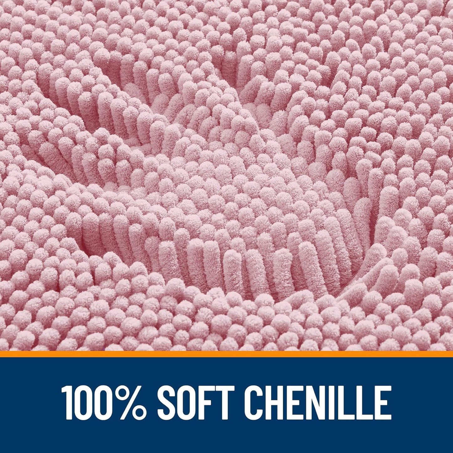 OLANLY Large Bath Rugs - Extra Soft Chenille, Quick-Dry Rubber Backing, Machine Washable | Dusty Rose 40x32