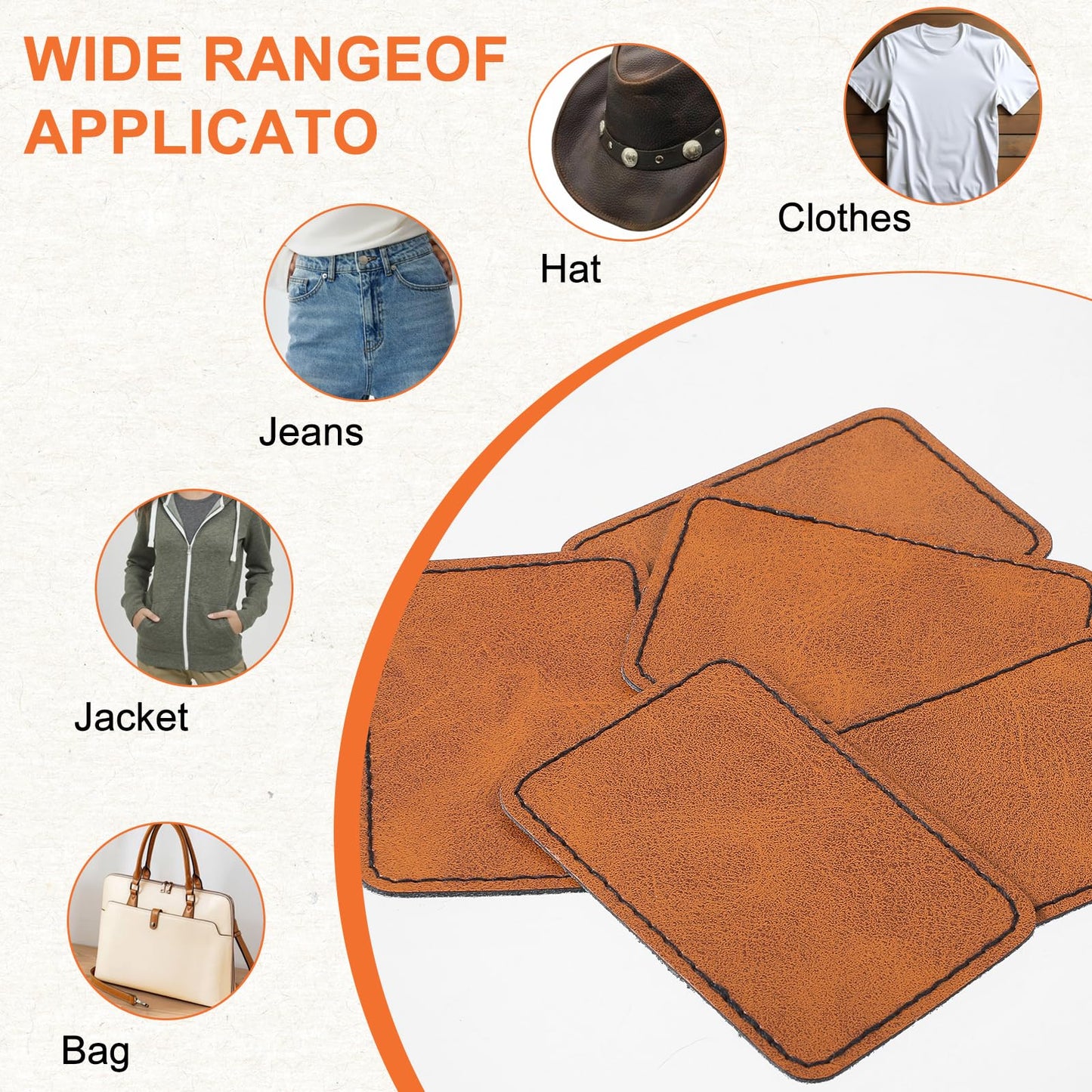120 Pcs Blank Leatherette Hat Patches with Adhesive Backing - Faux Leather Iron-On Rectangular Patches for Fabric Repair, Custom Sewing, Laser Engraving & DIY Crafts (Brown, 3 x 2 Inches)