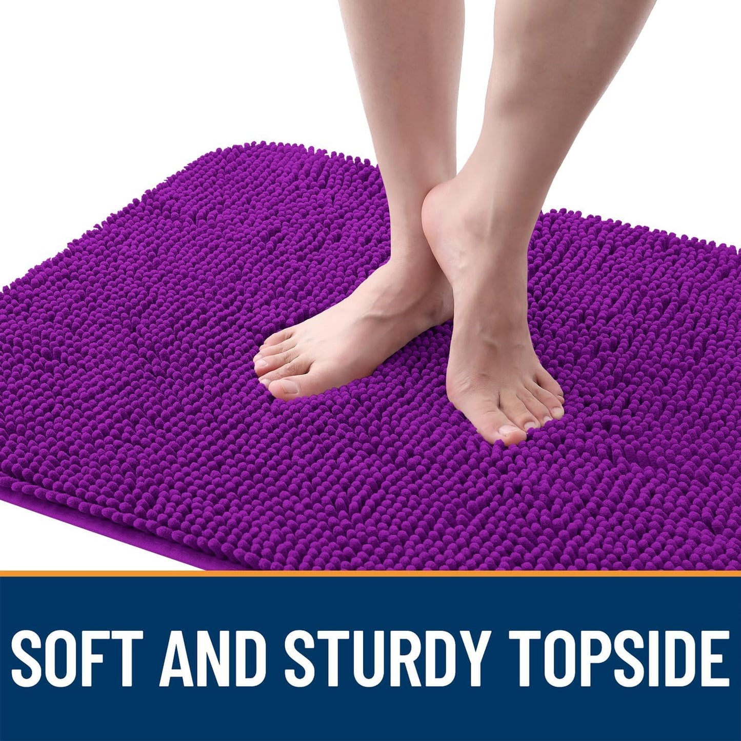 OLANLY Dog Door Mat - Absorbent Non-Slip Chenille for Muddy Paws | Quick Dry 50x30 Purple Indoor Carpet