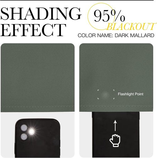 NICETOWN Blackout Draperies - Thermal Insulated Grommet Curtains, 55" W x 108" L, Dark Mallard Color