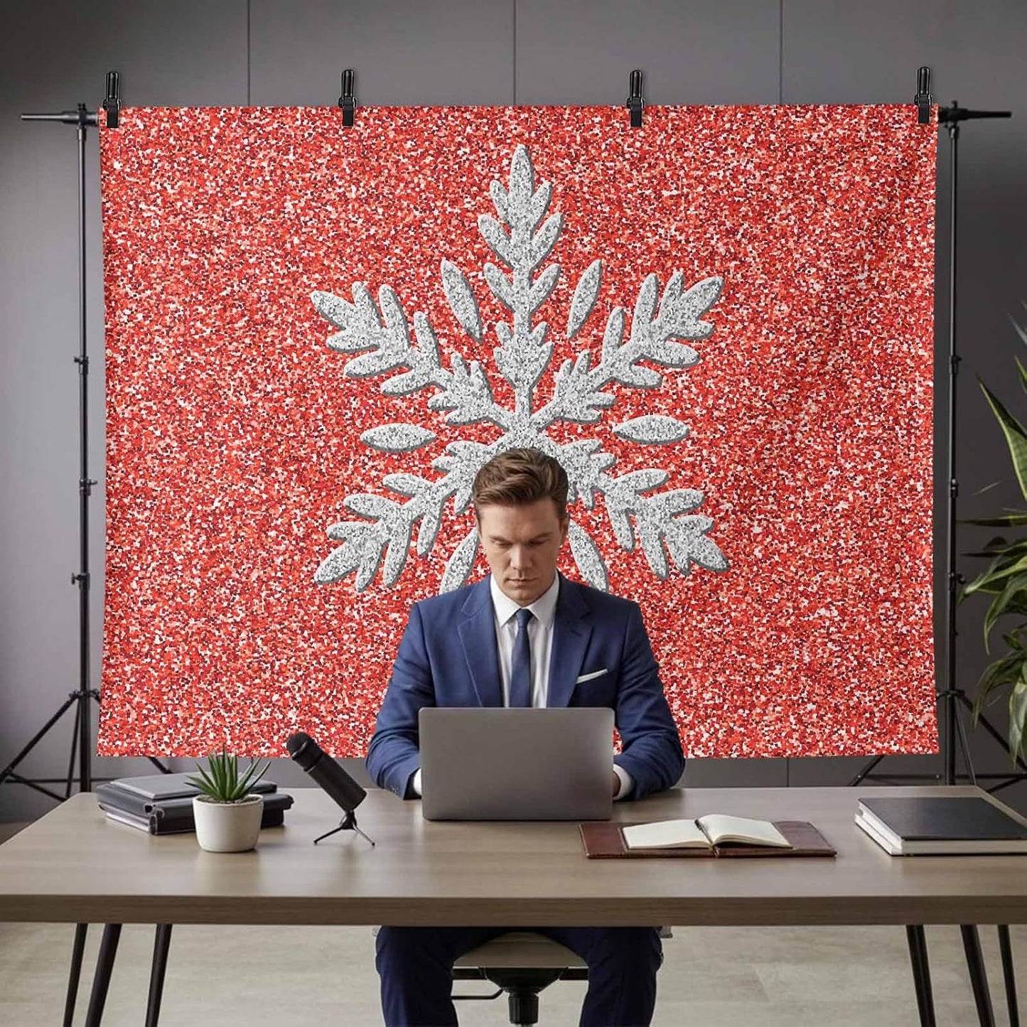 Generic 10 8 Modern Themed Photo Backdrop for Photoshoot, x FT Winter Watercolor Sparkling Snowflake Pattern Photo