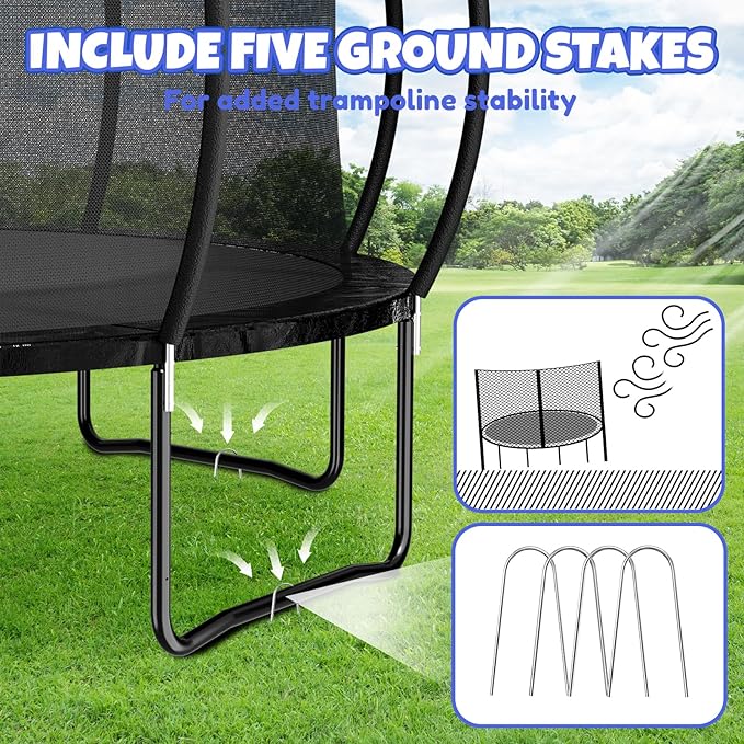 14FT & 16FT Trampoline for Kids & Adults, Big Round Trampoline with Basketball Hoop, Sprinkler & ASTM Certified