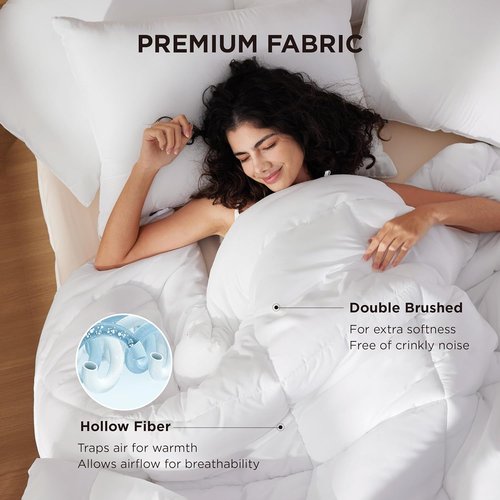Bedsure Comforter Duvet Insert - All-Season Quilted Full Size Bedding, GentleSoft Down Alternative, White 86 x 82 Inches