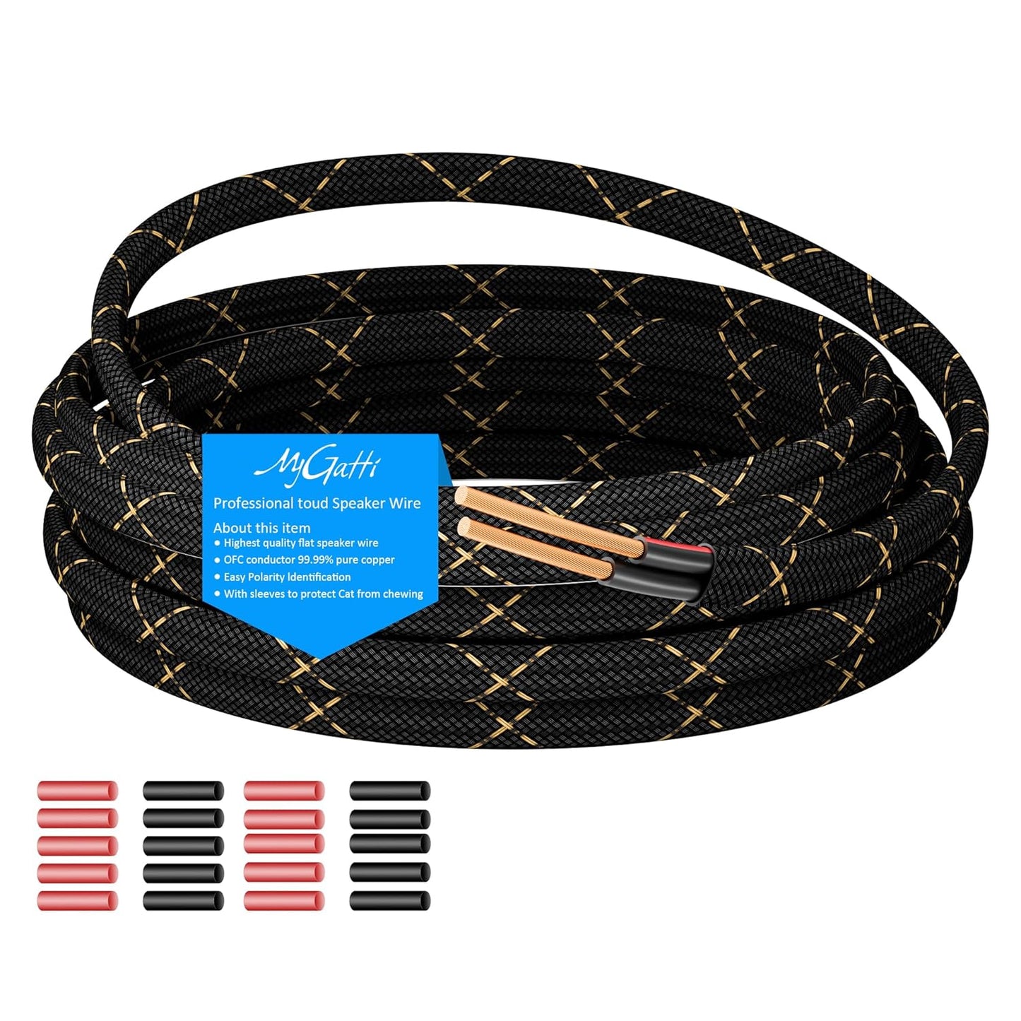 Mygatti 16/2 25 16AWG 2 Speaker Wire Feet, Gauge Speaker Cable, Direct Burial, Durable Nylon Braided, in Wall