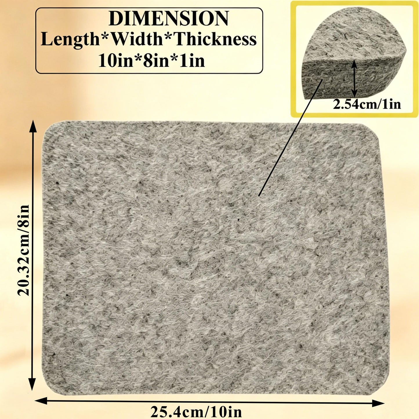 Memfish Wool Needle Felting Pad,10x8x1 inch Needled Felt Mat Block Thick and Firm Base Including Pair of Leather Finger Guards (10in*8in)