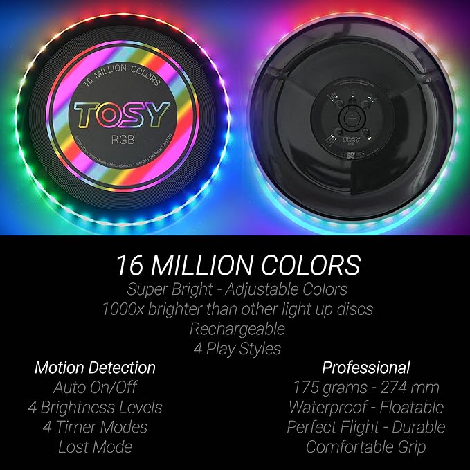 TOSY Bundle of 3 - RGB Black + 2X Red - Frisbee 108 LEDs, 16 Million Colors