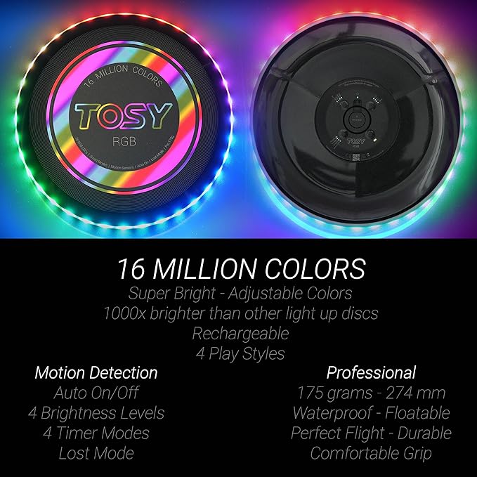 TOSY Bundle of 3-2X RGB Black + Green - Frisbee 108 LEDs, 16 Million Colors