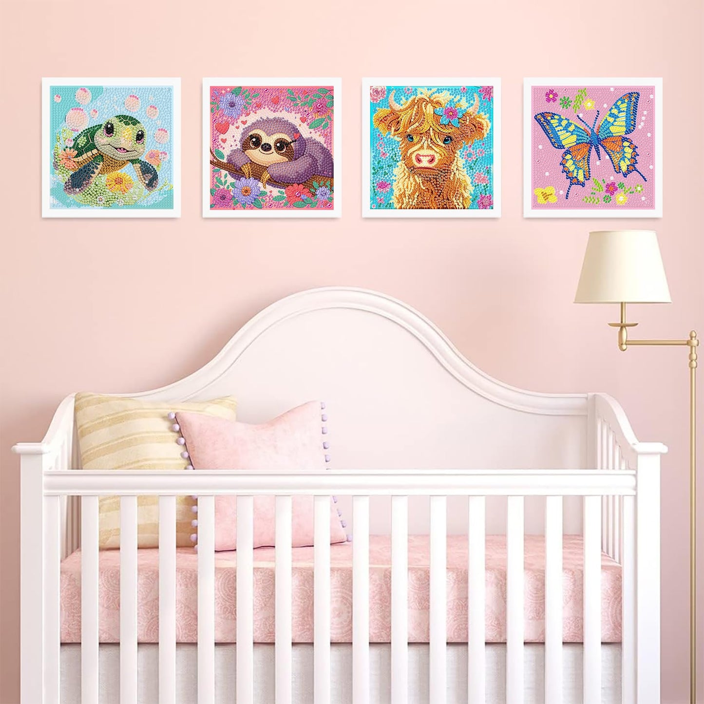 KINPLUB 6 Pack Diamond Art Kits for Kids, Cartoon Animals 5D Diamond Art Kits for Kids Beginners, Easy DIY Kids' Mosaic Kits Children Gem Art Dots Crafts for Home Wall Decor 6X6 Inch